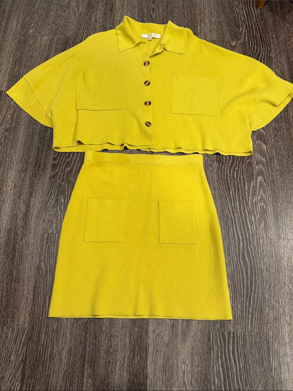Anthropologie Two-Piece Knit Skirt Set - Yellow. Size - small